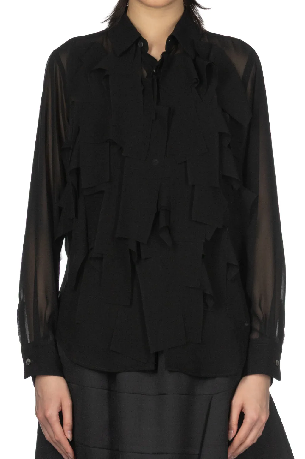 Outlet Comme Des Garcons Comme Des Garcons Polyester Georgette Blouse - Black