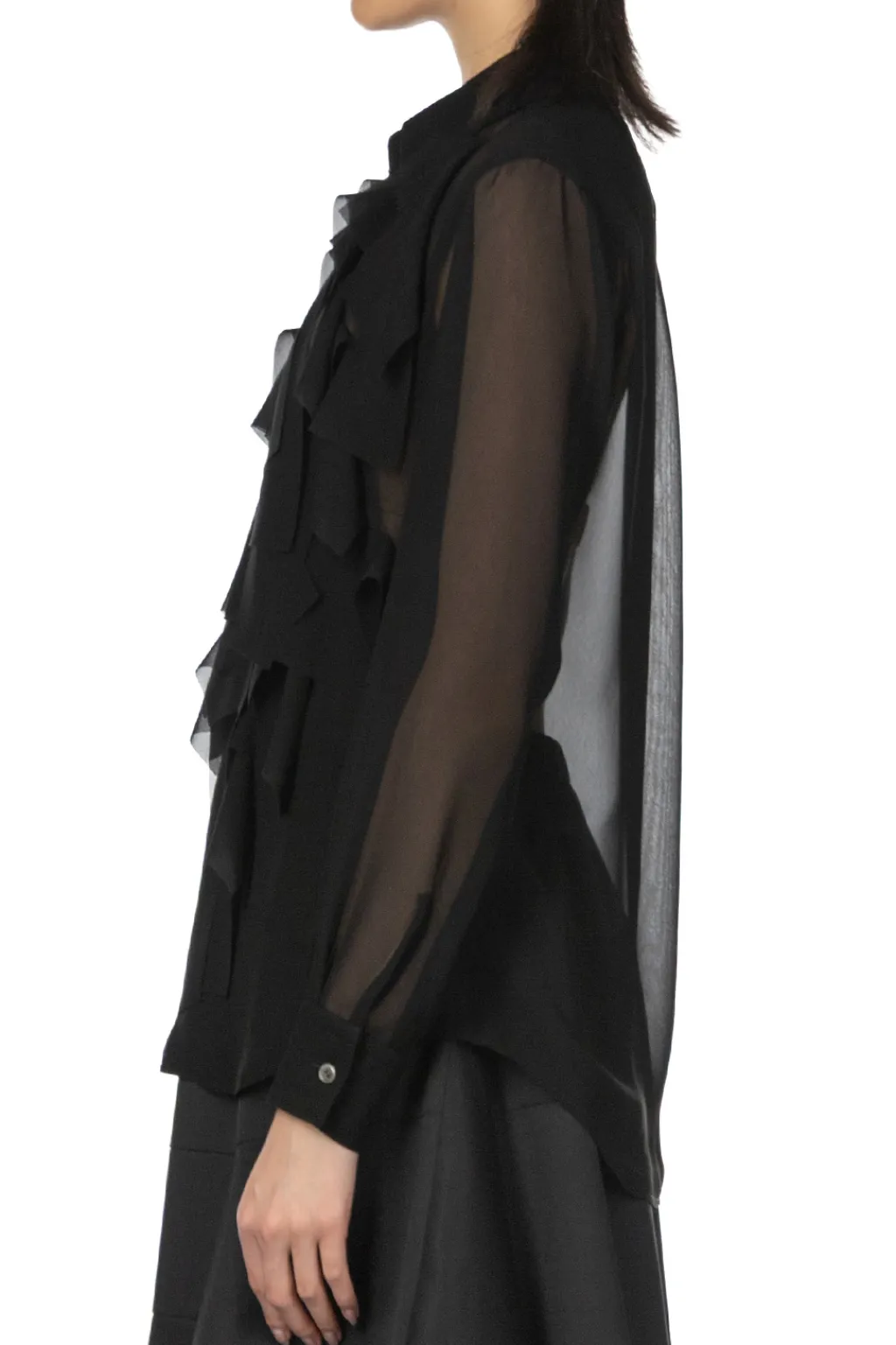 Outlet Comme Des Garcons Comme Des Garcons Polyester Georgette Blouse - Black