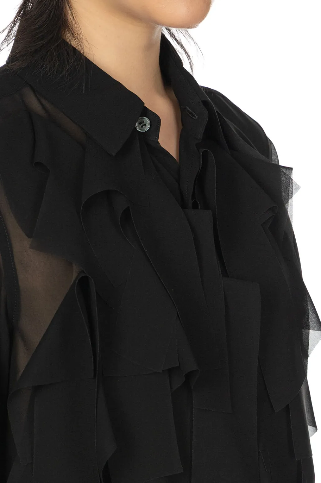 Outlet Comme Des Garcons Comme Des Garcons Polyester Georgette Blouse - Black