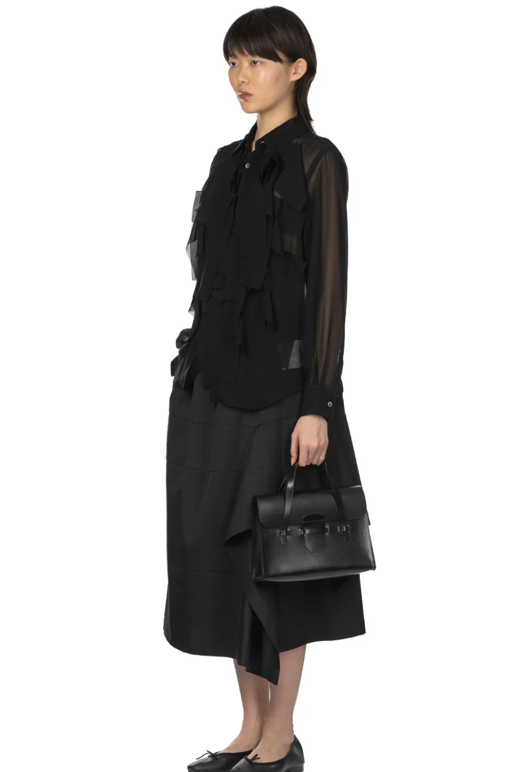 Outlet Comme Des Garcons Comme Des Garcons Polyester Georgette Blouse - Black