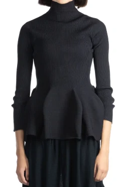 Best CFCL Pottery Glitter Mockneck Top - Black x Black