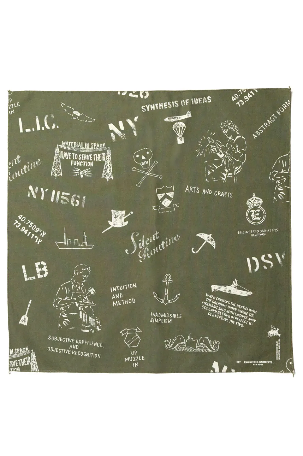 Fashion Engineered Garments Printed Bandana - Olive NY