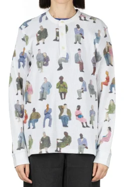Online JW Anderson Printed Waffle Henley Top