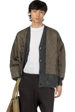Clearance SOFTHYPHEN Quilting Mix Mohair Cardigan - Grey