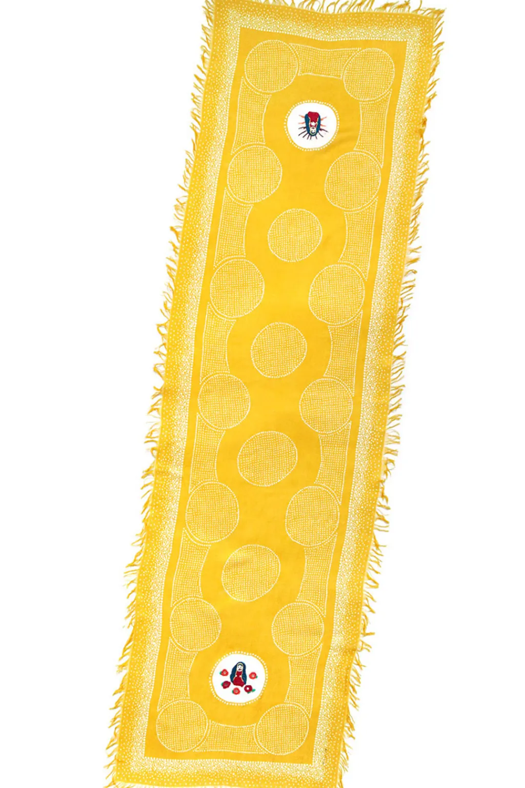Best Kapital Rayon Dot Fringe Stole (MARIA Embroidery)