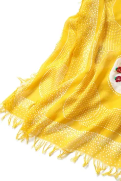 Best Kapital Rayon Dot Fringe Stole (MARIA Embroidery)