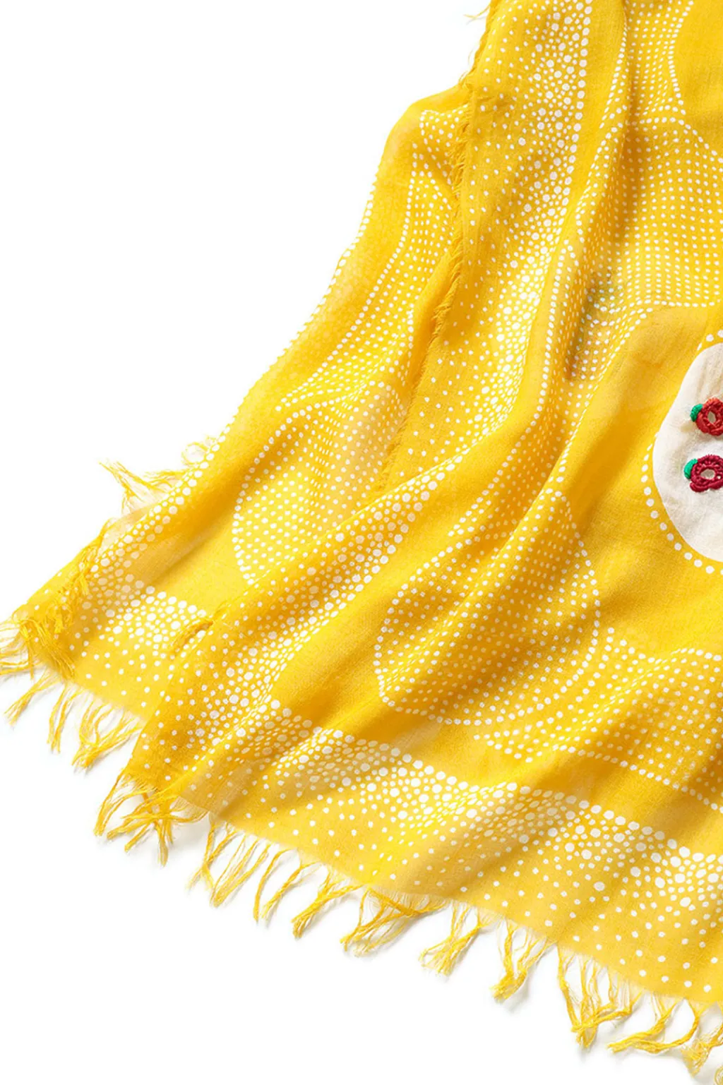 Best Kapital Rayon Dot Fringe Stole (MARIA Embroidery)
