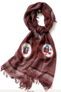 Best Kapital Rayon Dot Fringe Stole (MARIA Embroidery)