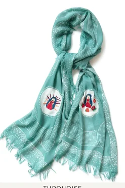 Best Kapital Rayon Dot Fringe Stole (MARIA Embroidery)