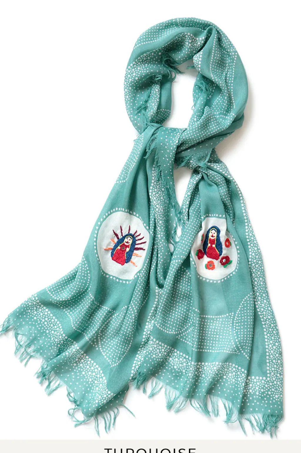 Best Kapital Rayon Dot Fringe Stole (MARIA Embroidery)
