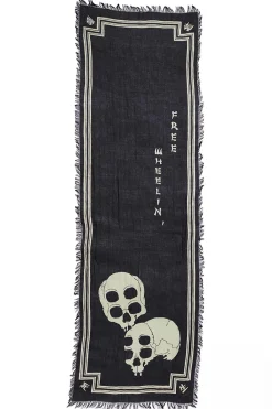 Fashion Kapital Rayon WABI SABI RAINSKULL Stole - Black