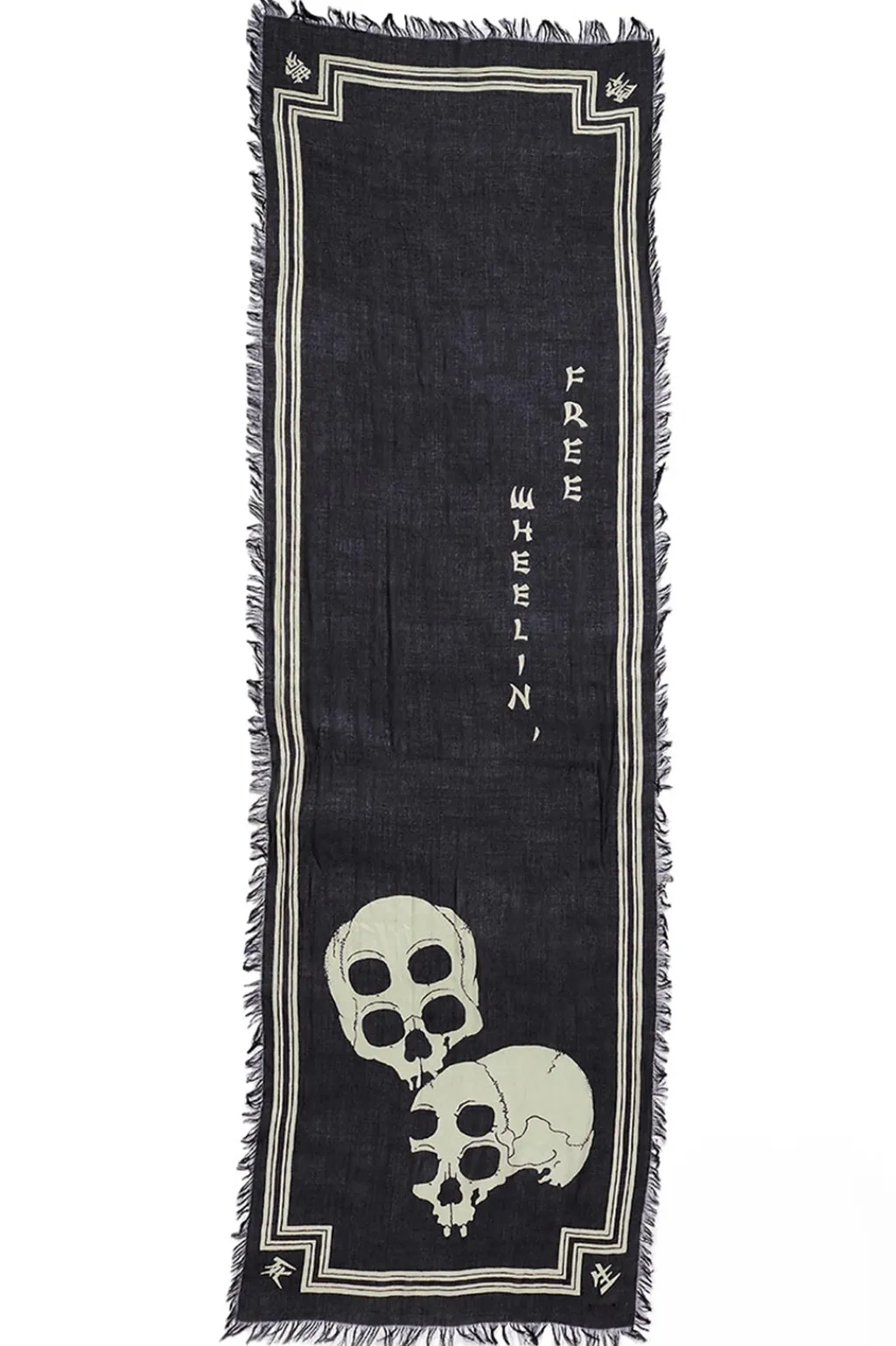 Fashion Kapital Rayon WABI SABI RAINSKULL Stole - Black