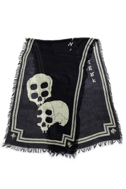 Fashion Kapital Rayon WABI SABI RAINSKULL Stole - Black