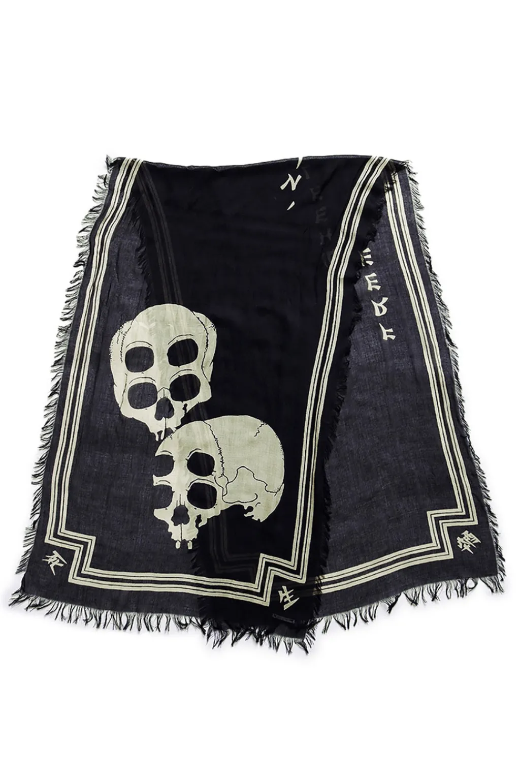 Fashion Kapital Rayon WABI SABI RAINSKULL Stole - Black