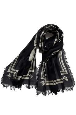 Fashion Kapital Rayon WABI SABI RAINSKULL Stole - Black