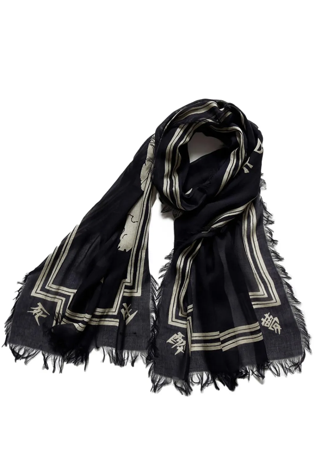 Fashion Kapital Rayon WABI SABI RAINSKULL Stole - Black