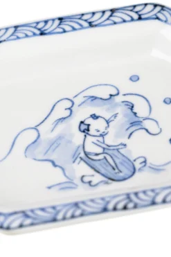 Sale Motif Ceramic and Art Rectangle Small Plate - Surfing