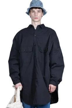 Discount Kapital Rip Stop Sloppy Shirt Coat - Black