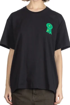 Best JW Anderson Rosette Patch Back Print T-Shirt - Black