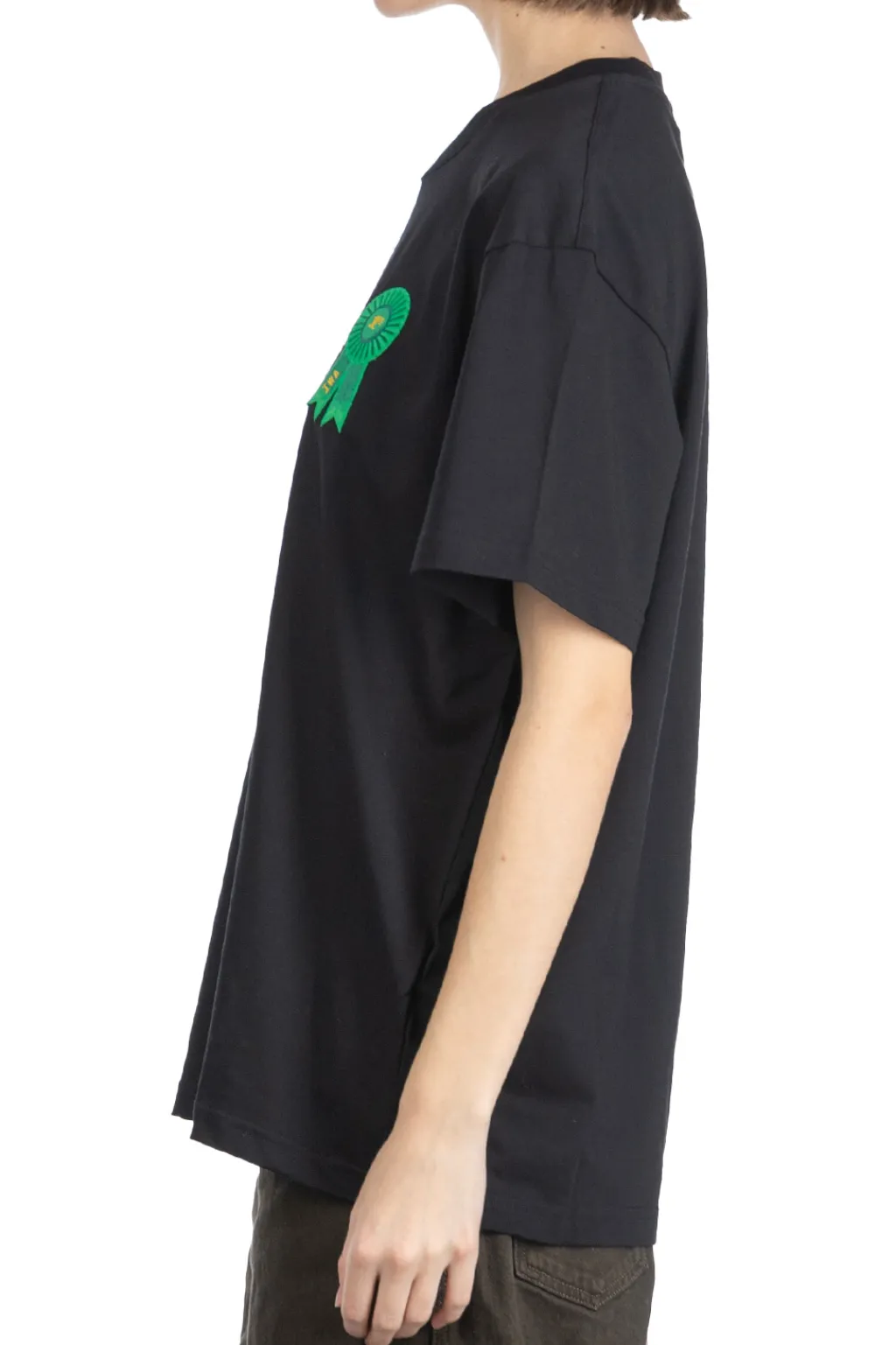 Best JW Anderson Rosette Patch Back Print T-Shirt - Black