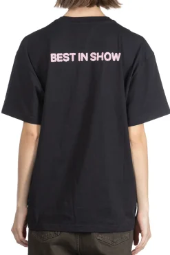 Best JW Anderson Rosette Patch Back Print T-Shirt - Black
