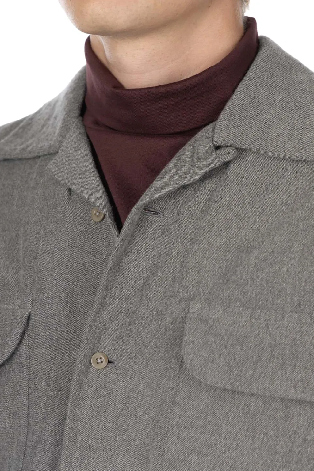 New ts(s) Round Flap Pocket Shirt - Grey