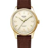 Hot KUOE Watch ROYAL SMITH 90-006 - Gold Case Ivory Dial - D.Brown Leather Band