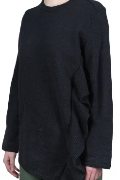 Hot Comme Des Garcons Comme Des Garcons Ruffle Sided Crewneck Sweater - Black