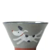 New Mino Pottery Running Dog Bowl - Red