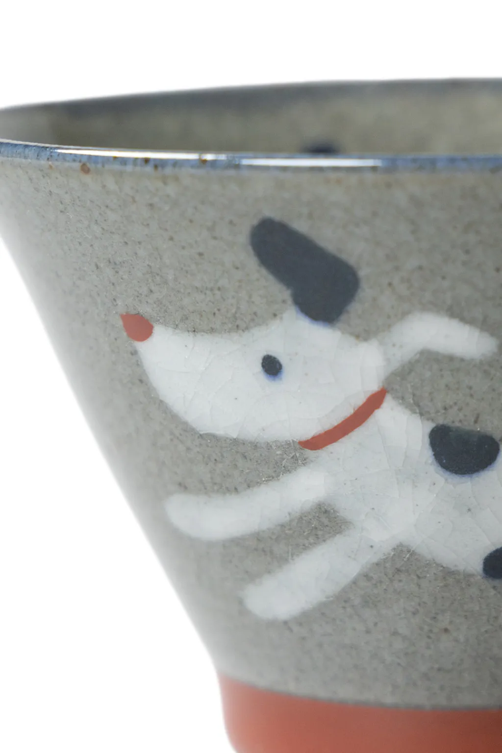 New Mino Pottery Running Dog Bowl - Red