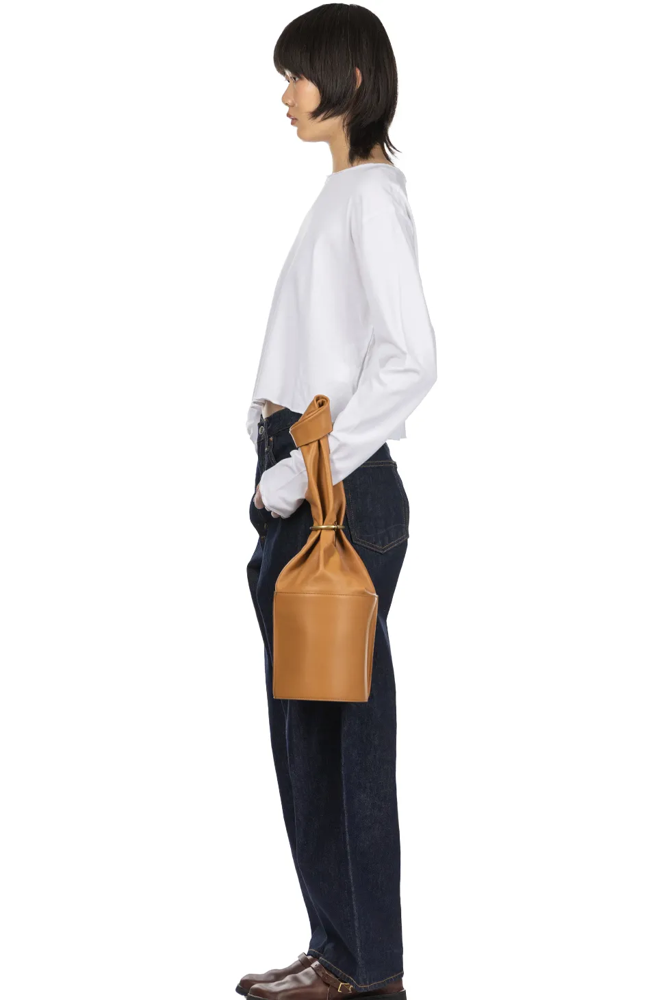 Fashion MARROW LEATHER Scarf Tube - Cinnamon