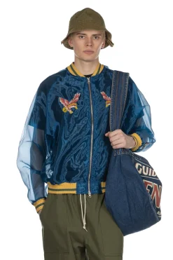 Fashion Kapital Sheer Pearl Mosquito Guard Souvenir Jacket Taiwan - Dark Blue