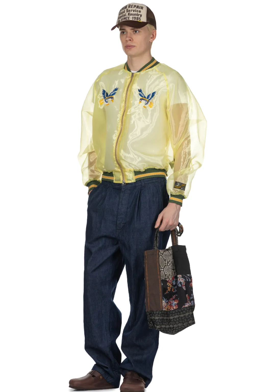 Clearance Kapital Sheer Pearl Mosquito Guard Souvenir Jacket Jamaica - Yellow