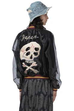 Clearance Kapital Sheer Pearl Souvenir JKT (RAIN SKULL) - Black