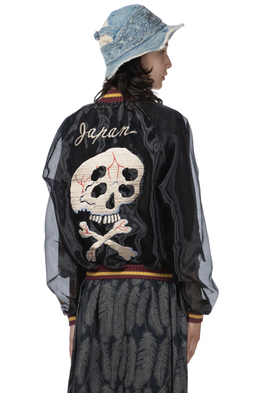 Clearance Kapital Sheer Pearl Souvenir JKT (RAIN SKULL) - Black