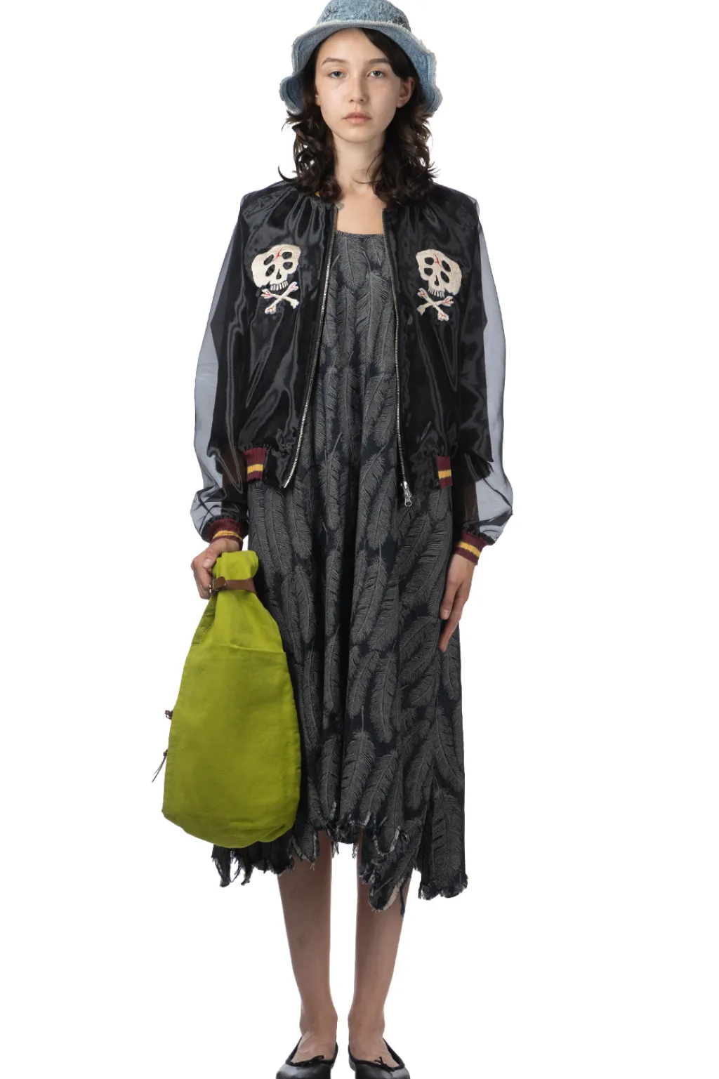 Clearance Kapital Sheer Pearl Souvenir JKT (RAIN SKULL) - Black