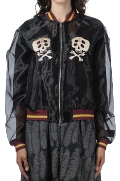 Clearance Kapital Sheer Pearl Souvenir JKT (RAIN SKULL) - Black