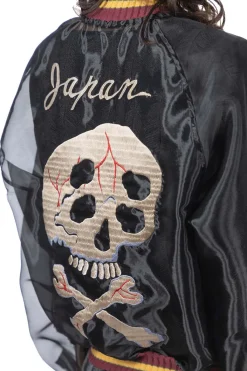 Clearance Kapital Sheer Pearl Souvenir JKT (RAIN SKULL) - Black
