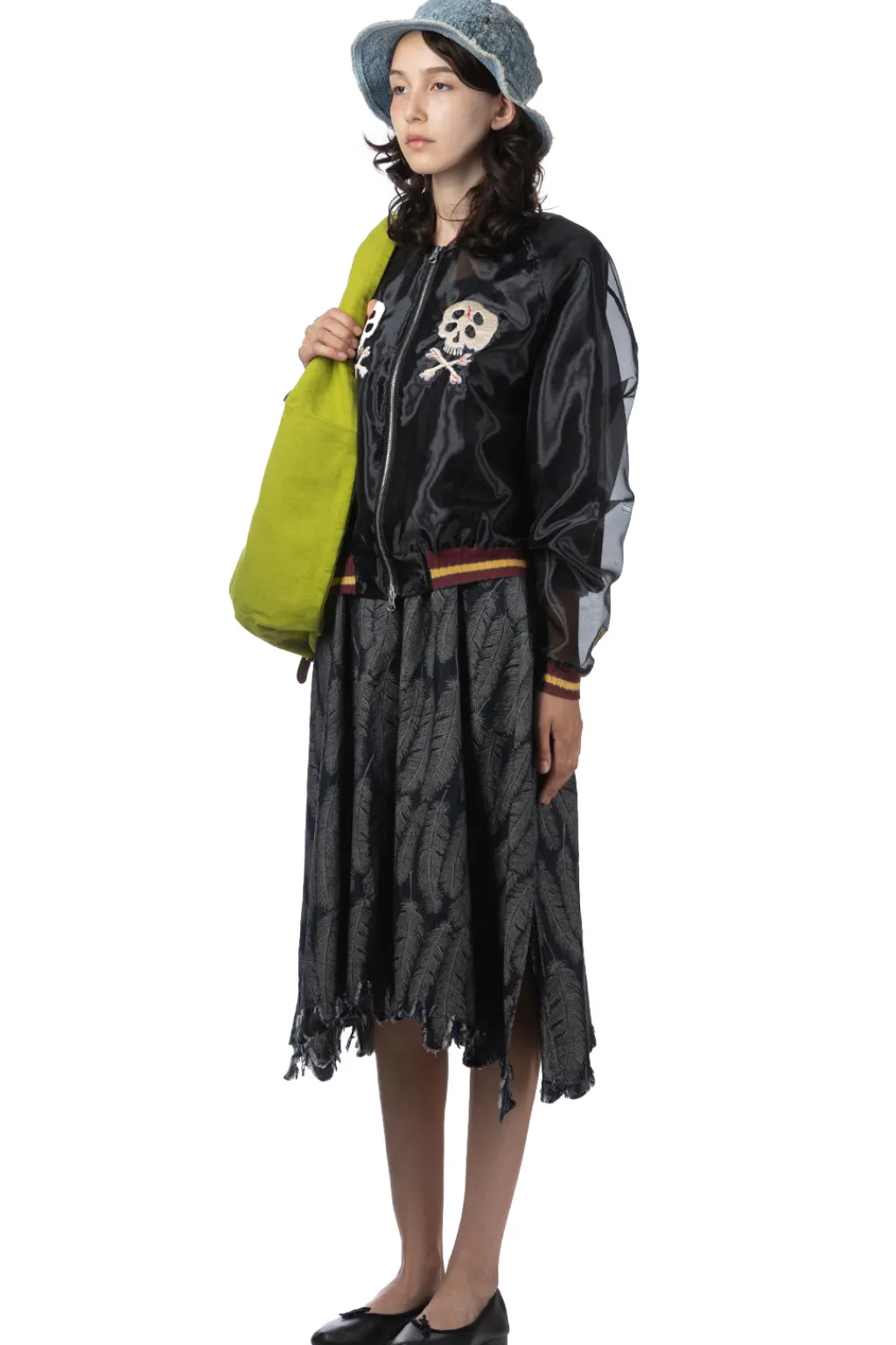 Clearance Kapital Sheer Pearl Souvenir JKT (RAIN SKULL) - Black