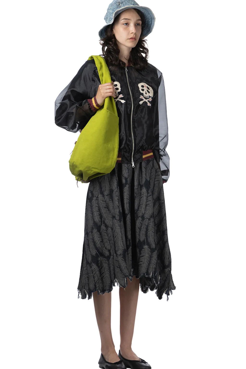 Clearance Kapital Sheer Pearl Souvenir JKT (RAIN SKULL) - Black