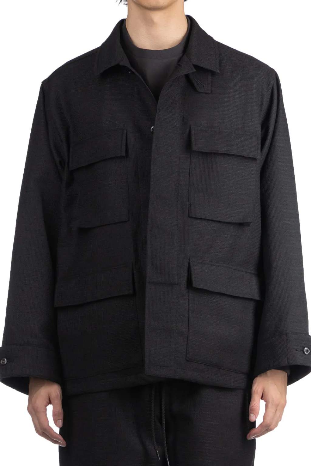 Best marka Shetland Wool Dobby B.D.U Jacket - Top Black