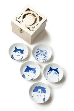 New Mino Pottery SHICHITA 9cm Dish set in Wooden Box