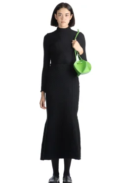 Sale Mame Kurogouchi Shirring Jersey Jacquard Flared Skirt - Black