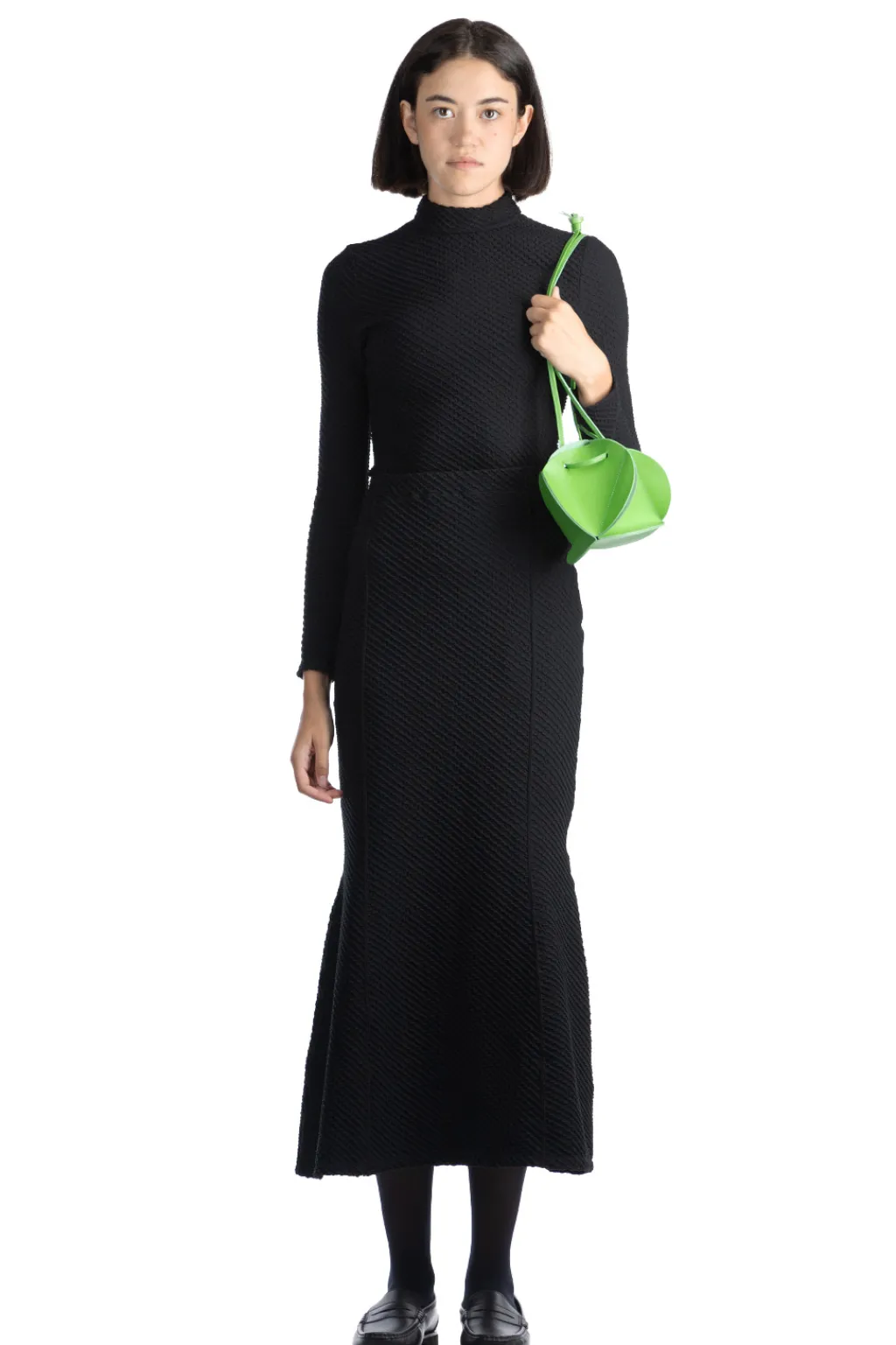 Sale Mame Kurogouchi Shirring Jersey Jacquard Flared Skirt - Black