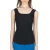 Sale Mame Kurogouchi Shirring Jersey Jacquard Sleeveless Top - Black