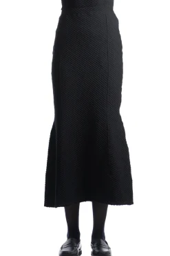 Sale Mame Kurogouchi Shirring Jersey Jacquard Flared Skirt - Black