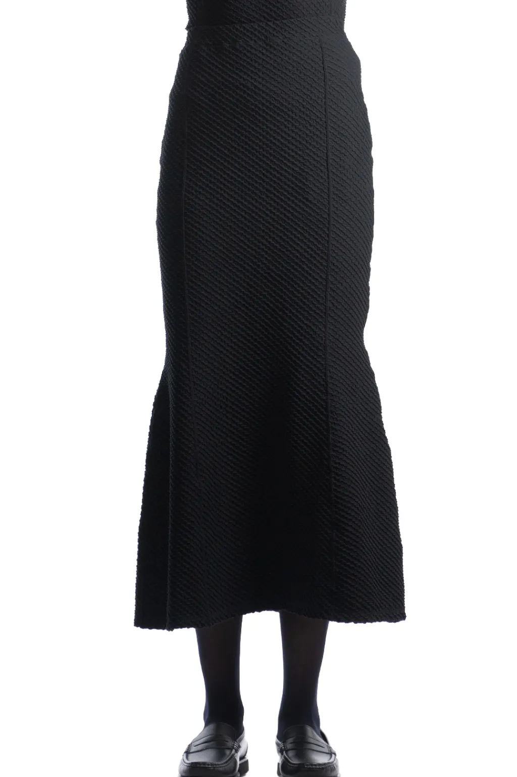Sale Mame Kurogouchi Shirring Jersey Jacquard Flared Skirt - Black