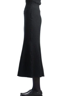 Sale Mame Kurogouchi Shirring Jersey Jacquard Flared Skirt - Black