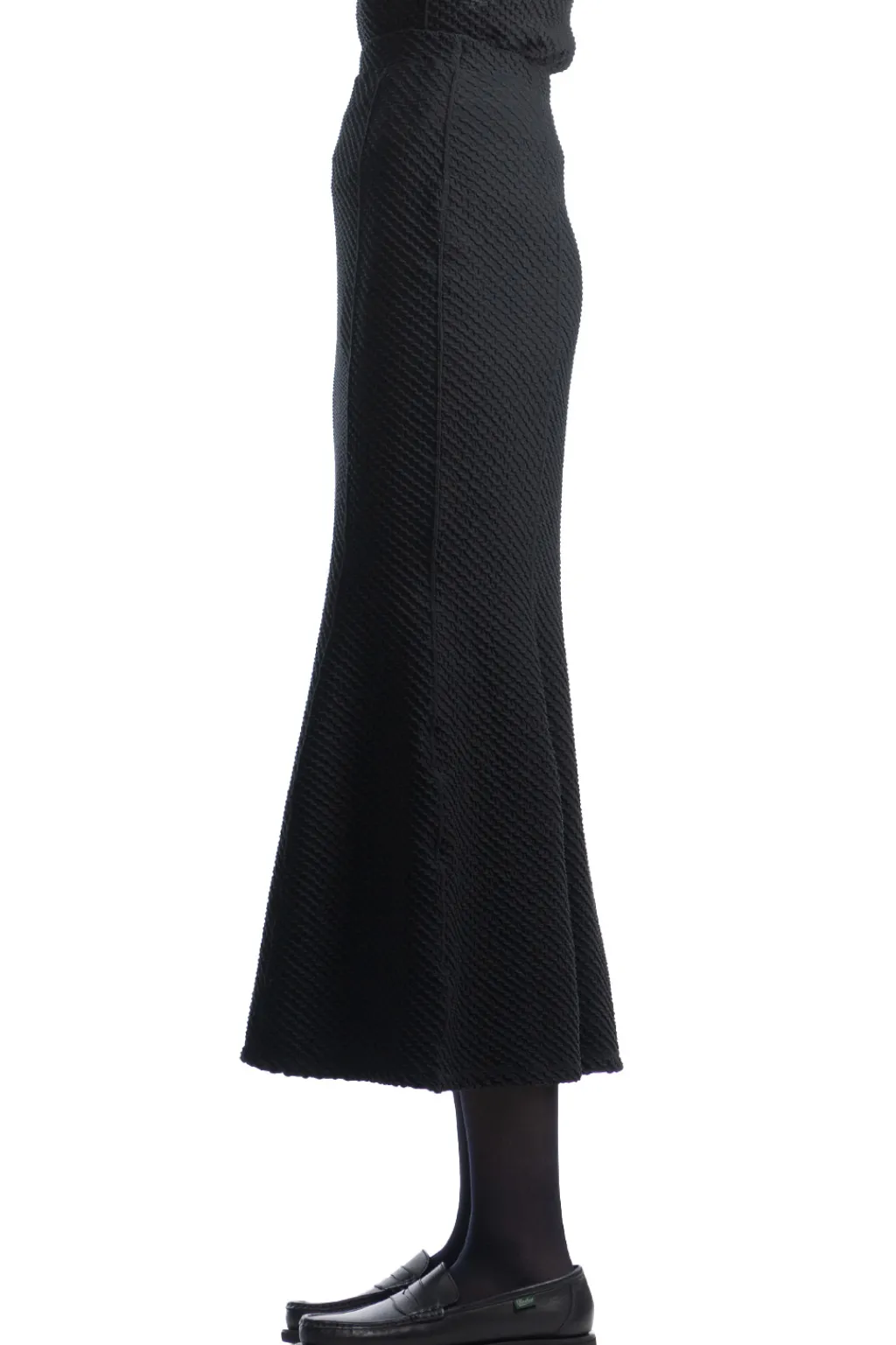 Sale Mame Kurogouchi Shirring Jersey Jacquard Flared Skirt - Black