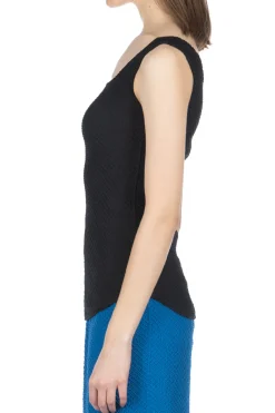 Sale Mame Kurogouchi Shirring Jersey Jacquard Sleeveless Top - Black